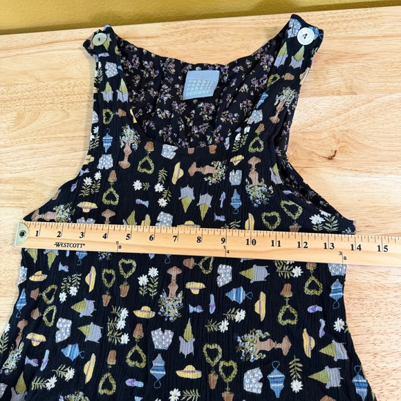Garden Novelty Print Pinafore Mini Dress Size S Rabbit Rabbit Rabbit Designs - Picture 9 of 10